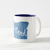 Portland, Oregon Wood Grain Tweekleurige Koffiemok (Voorkant rechts)