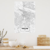 Portland, Oregon (zwart op wit) Poster (Keuken)
