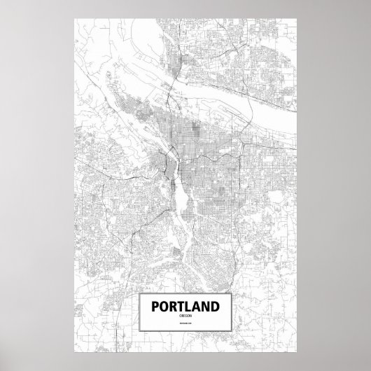 Portland, Oregon (zwart op wit) Poster (Voorkant)