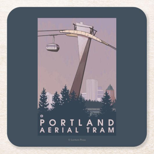 Portland, OregonAerial Tram Scene Kartonnen Onderzetters (Voorkant)
