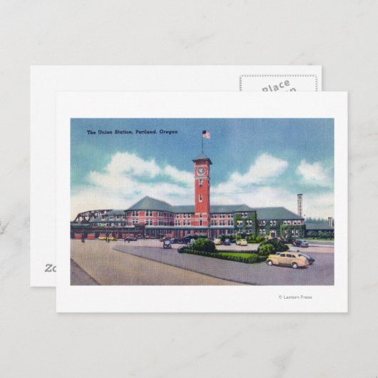 Portland, OregonBuiten Uitzicht van het EU-station Briefkaart (Voorkant / Achterkant)