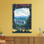 Portland, OregonRose Garden Scene Canvas Afdruk (Insitu (Woonkamer))