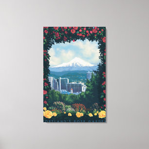 Portland, OregonRose Garden Scene Canvas Afdruk