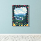 Portland, OregonRose Garden Scene Canvas Afdruk (Insitu (Houten vloer))