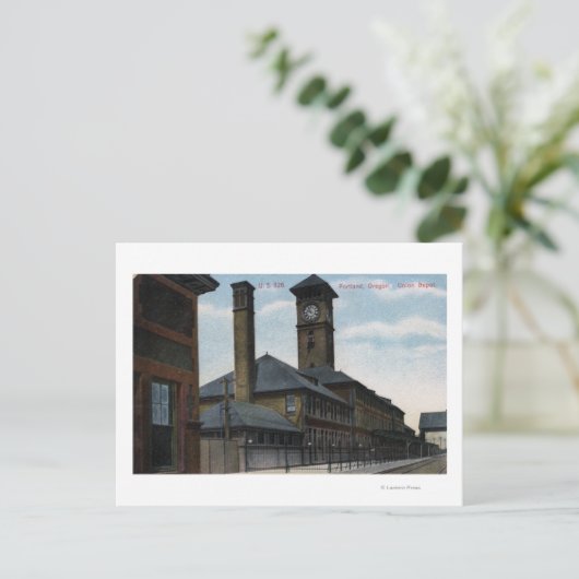 Portland, OregonUnion Depot en Clock Tower Briefkaart (Staand voorkant)