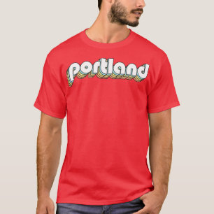 Portland Retro Regenboog Typografie Vervaagd Stijl T-shirt