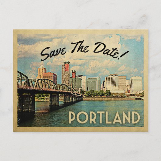 Portland Save the Date Oregon Aankondigingskaart (Voorkant)