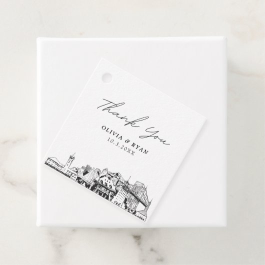 Portland schets bruiloft gunst Label (In situ)