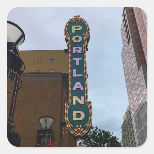 Portland Sign #1 Vierkante Sticker (Voorkant)