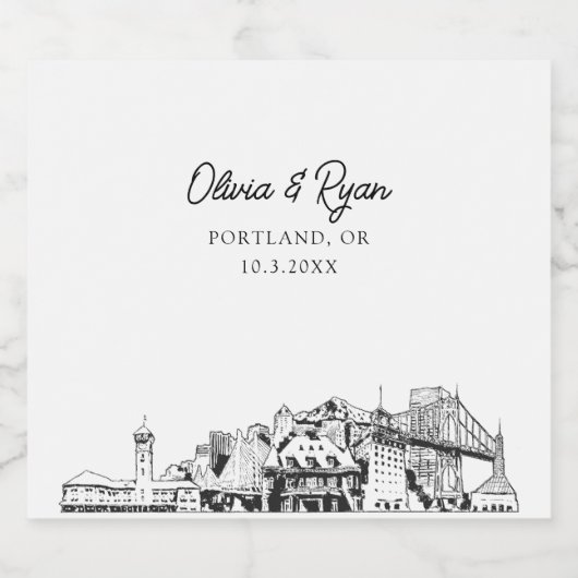 Portland Sketch oriëntatiepunten Gepersonaliseerd  Bier Etiket (Enkel label)