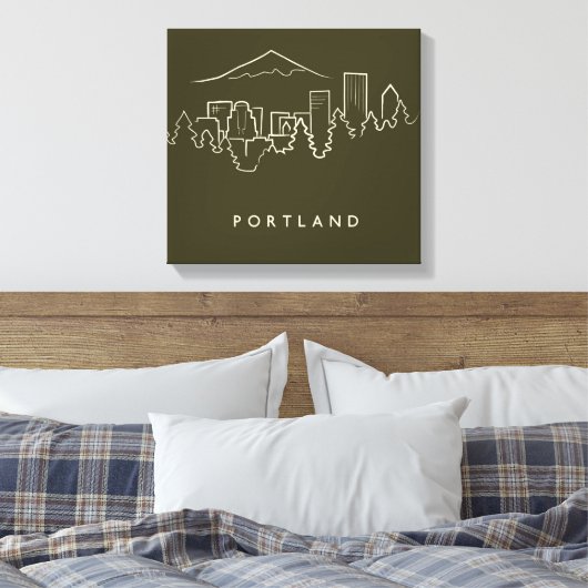 Portland Skyline Canvas Afdruk (Insitu (Slaapkamer))