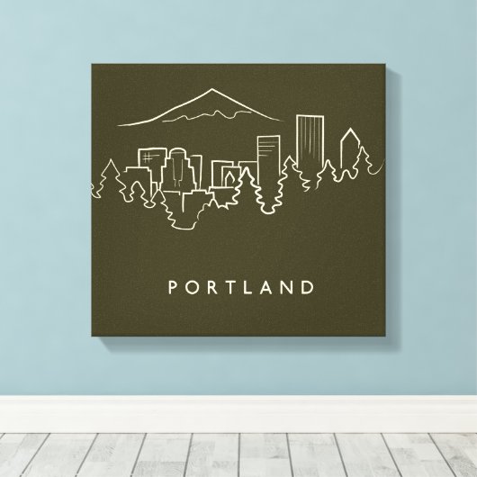 Portland Skyline Canvas Afdruk (Insitu (Houten vloer))