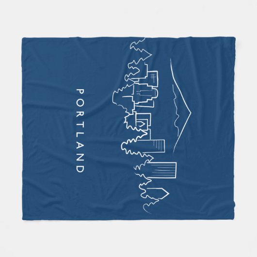 Portland Skyline Fleece Deken (Voorkant (Horizontaal))