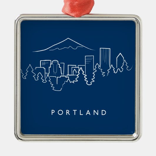 Portland Skyline Metalen Ornament (Voorkant)