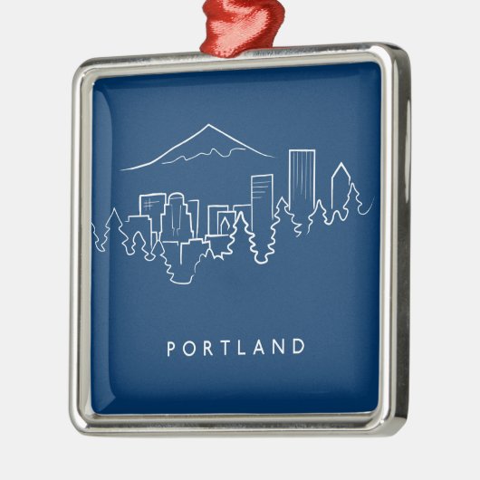 Portland Skyline Metalen Ornament (Links)