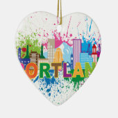 Portland Skyline Paint Splatter Illustration Keramisch Ornament (Rechts)
