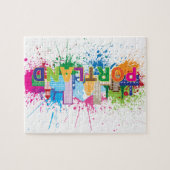 Portland Skyline Paint Splatter Illustration Legpuzzel (Horizontaal)