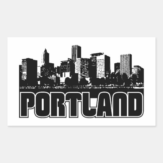 Portland Skyline Rechthoekige Sticker (Voorkant)
