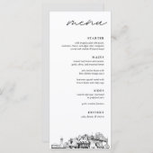 Portland Skyline Schets Bruiloft Diner Menu (Voorkant / Achterkant)