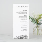 Portland Skyline Schets Bruiloft Diner Menu (Staand voorkant)