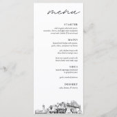 Portland Skyline Schets Bruiloft Diner Menu (Voorkant)