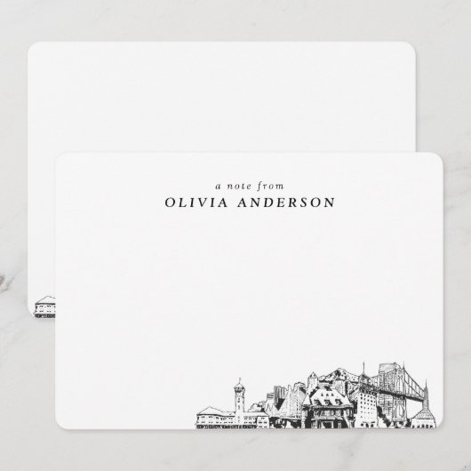 Portland Skyline schets gepersonaliseerde notitiek Notitiekaartje (Voorkant / Achterkant)