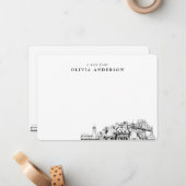 Portland Skyline schets gepersonaliseerde notitiek Notitiekaartje (Voorkant / Achterkant in situ)