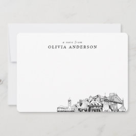 Portland Skyline schets gepersonaliseerde notitiek Notitiekaartje