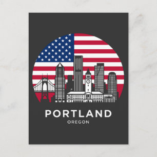 Portland Stad Oregon Amerikaanse Vlag Briefkaart
