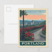 Portland Stad van Rozen – Rozentuin & Silhouet Briefkaart (Voorkant / Achterkant)