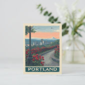 Portland Stad van Rozen – Rozentuin & Silhouet Briefkaart (Staand voorkant)