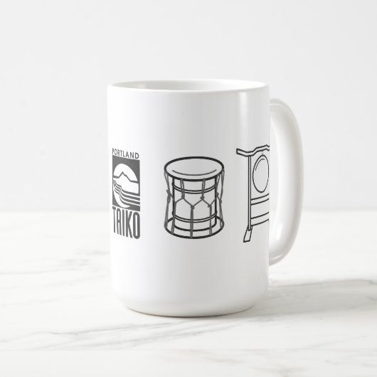 Portland Taiko Large Line Art Mug Koffiemok (Voorkant rechts)