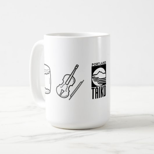 Portland Taiko Large Line Art Mug Koffiemok (Voorkant links)