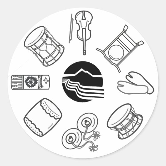 Portland Taiko Line Art Sticker Sheet (Voorkant)