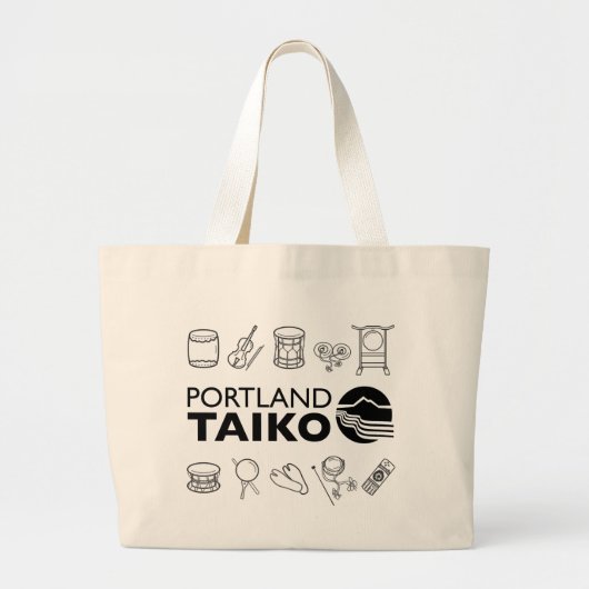 Portland Taiko Line Art Tote Bag (Voorkant)