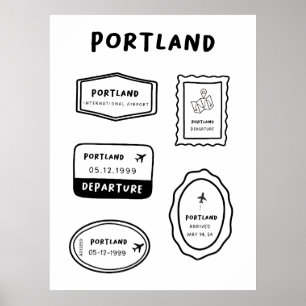 Portland - Travel Stamp Collectie minimalistisch Poster