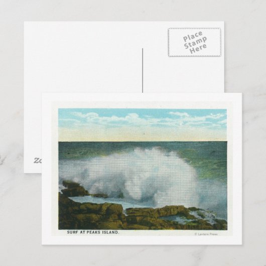 Portland, Uitzicht MainePeaks van het Surf Briefkaart (Voorkant / Achterkant)