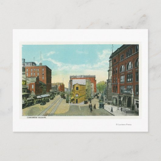 Portland, Uitzicht MaineScene van het Congres Squa Briefkaart (Voorkant)