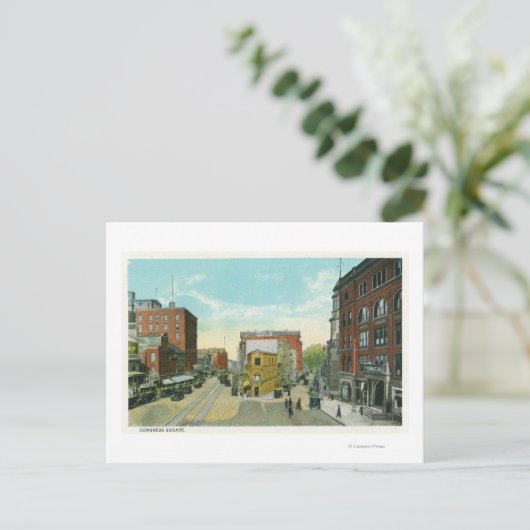 Portland, Uitzicht MaineScene van het Congres Squa Briefkaart (Staand voorkant)