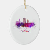 Portland V2-skyline in watercolor Keramisch Ornament (Rechts)