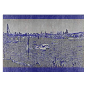 Portland Waterfront Sketch Snijplank