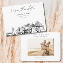 Portland Wedding Skyline schets Opslaan van de dat