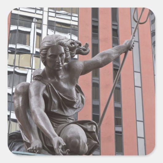 Portlandia standbeeld, Portland, Oregon Vierkante Sticker (Voorkant)