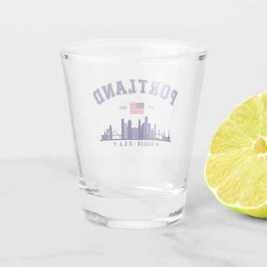 Portland's Urban Silhouette Shot Glas (Achterkant)
