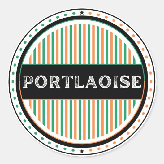 Portlaoise stadstrotsembleem – Ierse identiteit Ronde Sticker (Voorkant)