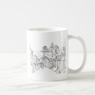 Portmeirion Noord-Wales Pen en Inkt Schets Koffiemok