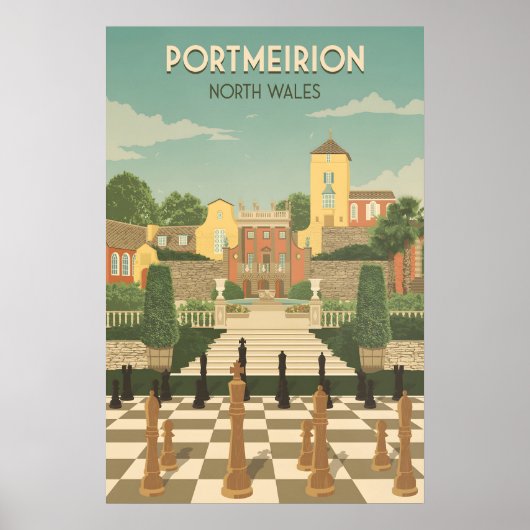 Portmeirion Noord-Wales Reisposter Poster (Voorkant)