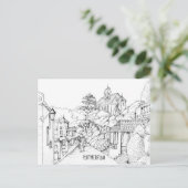 Portmeirion North Wales Pen and Ink Sketch Briefkaart (Staand voorkant)