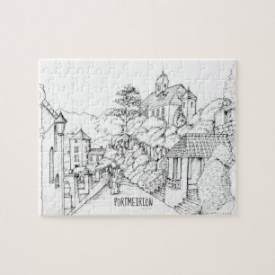 Portmeirion North Wales Pen and Ink Sketch Legpuzzel