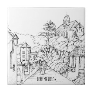 Portmeirion North Wales Pen and Ink Sketch Tegeltje